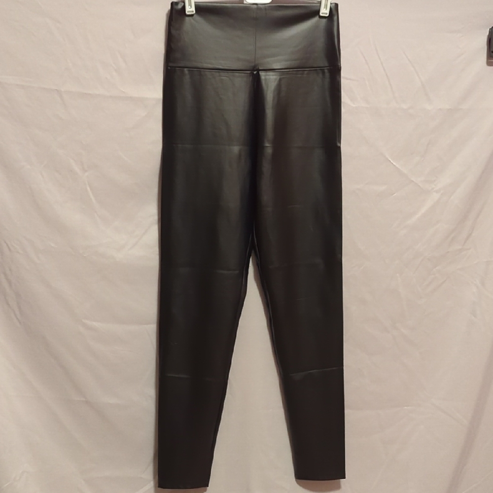 Black Faux Leather High-Waist Leggings